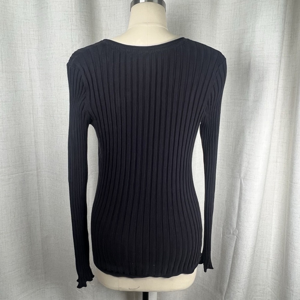 Sundance Living Legend Black Organic Cotton Ribbed Henley Top Large Classic - Picture 6 of 9
